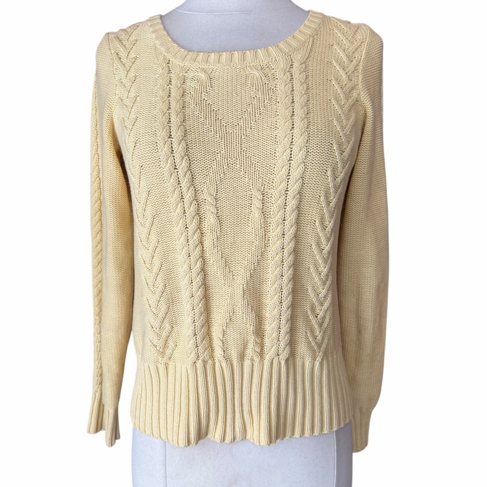1990s/Y2K Villager, A Liz Claiborne Co., 100% Cotton Cable-Knit Crewneck Sweater